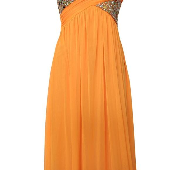Vintage Y2K Orange Strapless Prom Dress Maxi Gown Size S 7 NWT Formal Embellish - Picture 5 of 11